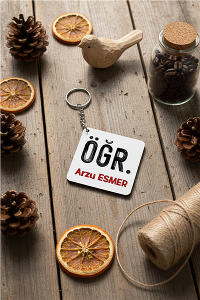 Minimal Öğretmen Kişiye Özel Anahtarlık