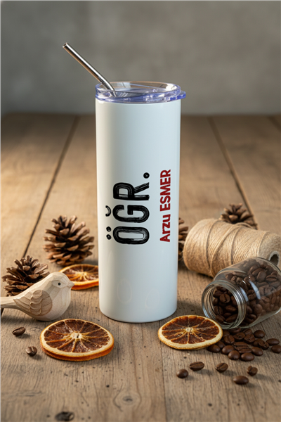 Minimal Öğretmen Kişiye Özel Pipetli Çelik Termos