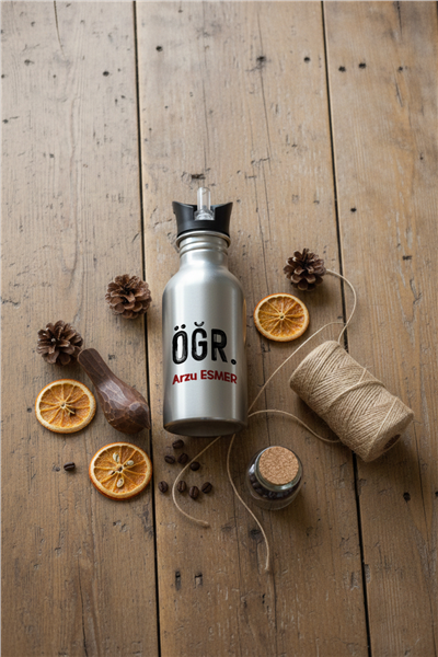 Minimal Öğretmen Kişiye Özel Pipetli Matara