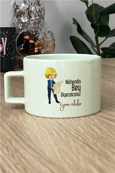 Mühendis Bey Kişiye Özel Lüks Pastel Fincan