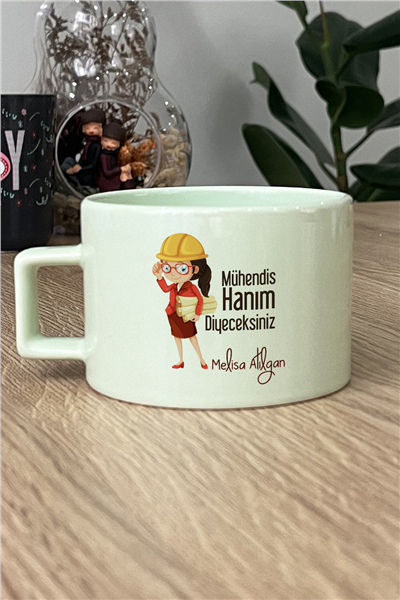 Mühendis Hanım Kişiye Özel Lüks Pastel Fincan