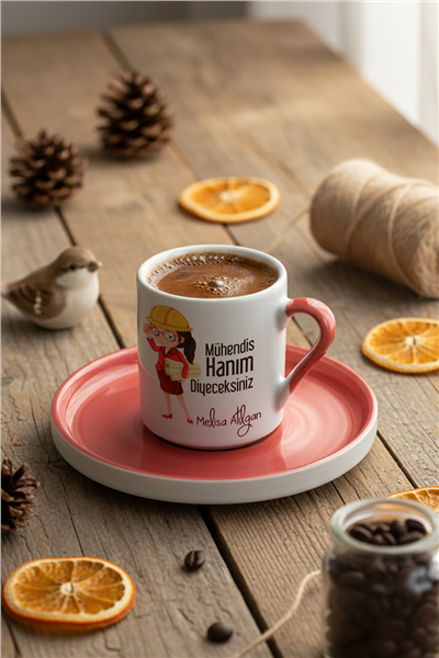Mühendis Hanım Kişiye Özel Türk Kahvesi Fincanı
