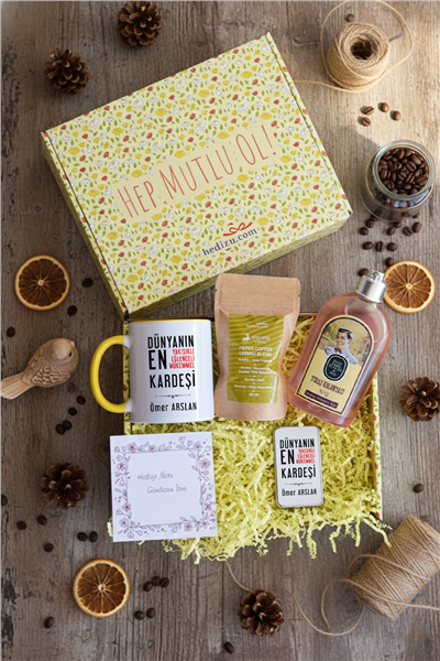 Mükemmel Kardeş Hediye Kutusu - Kişiye Özel Kupa Standart, Traş Kolonyası, Çakmak, Filtre Kahve