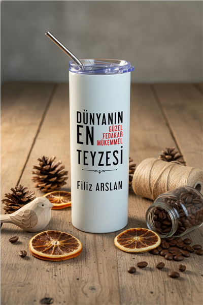 Mükemmel Teyze Kişiye Özel Pipetli Çelik Termos