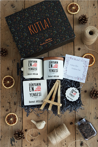 Mükemmel Yenge Hediye Kutusu - Kişiye Özel T Kupa, Seramik Kalemlik, Dekoratif Taş İsimlik, Güneş Anahtarlık