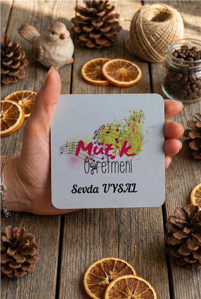 Müzik Öğretmeni Kişiye Özel Bardak Altlığı