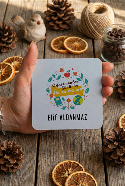 Öğretmenler Günü Kişiye Özel Bardak Altlığı