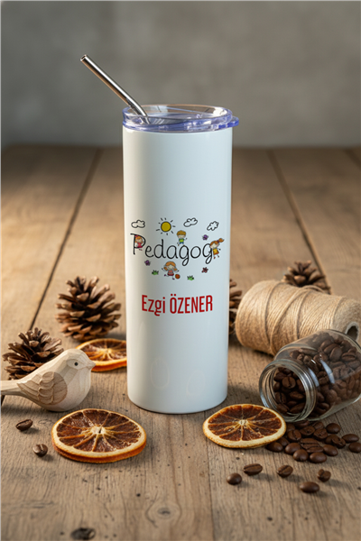 Pedagog Kişiye Özel Pipetli Çelik Termos