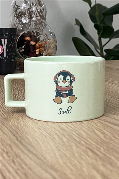 Penguen Kişiye Özel Lüks Pastel Fincan