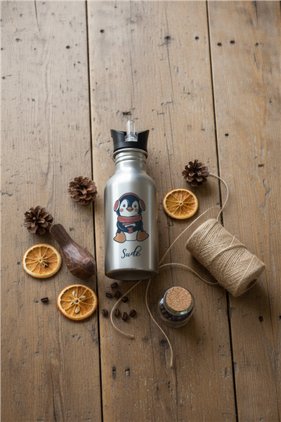 Penguen Kişiye Özel Pipetli Matara