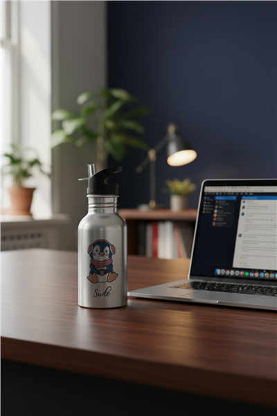 Penguen Kişiye Özel Pipetli Matara