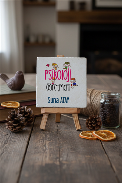 Psikoloji Öğretmeni Kişiye Özel Dekoratif Taş İsimlik