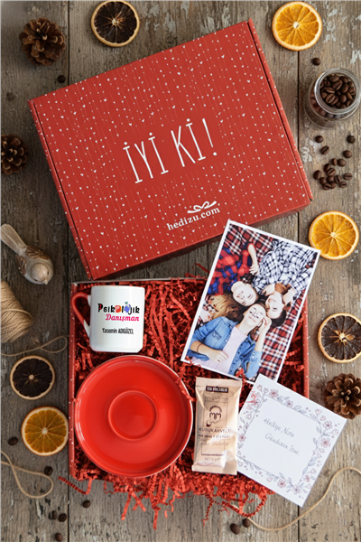 Psikolojik Danışman Hediye Kutusu - Kişiye Özel Türk Kahvesi Fincanı, Türk Kahvesi 6 Gr, Fotoğraf 1 Adet