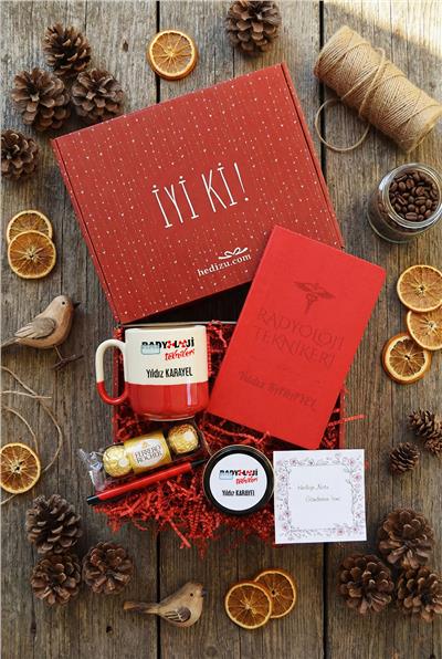 Radyoloji Teknikeri Hediye Kutusu - Kişiye Özel Pro Kupa, Defter, Mum, Çikolata Ferrero Rocher 3lü, Kalem