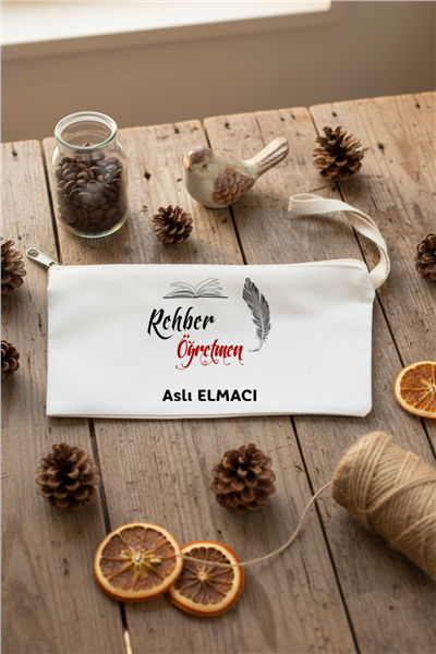 Rehber Öğretmen Hediye Kutusu - Anı Defteri, Fotoğraf 10 Adet, Bez Kalemlik, Baston Şeker, Onefis Sade Çikolata Parçalı Cookie 4 adet