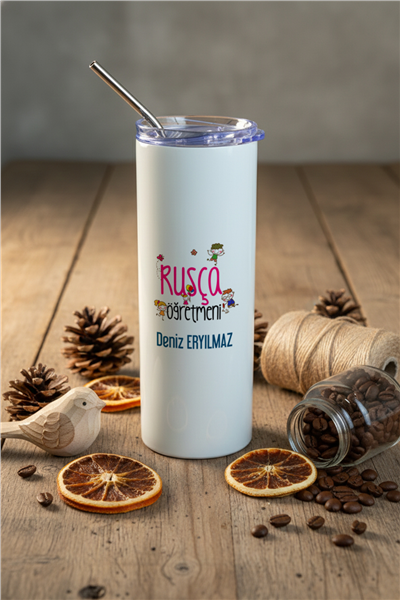 Rusça Öğretmeni Kişiye Özel Pipetli Çelik Termos