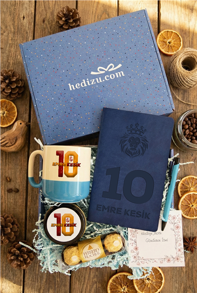 Sarı Kırmızı Taraftar Hediye Kutusu - Kişiye Özel Pro Kupa, Defter, Mum, Çikolata Ferrero Rocher 3lü, Kalem