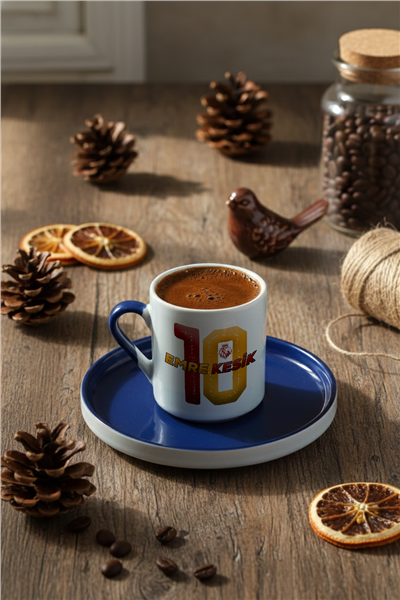 Sarı Kırmızı Taraftar Kişiye Özel Türk Kahvesi Fincanı