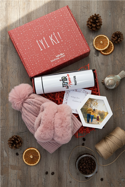 Şehir Plancısı Hediye Kutusu - Kişiye Özel Dijital Göstergeli Termos, Kulaklık, Bere, Altıgen Fotoğraf Çerçevesi