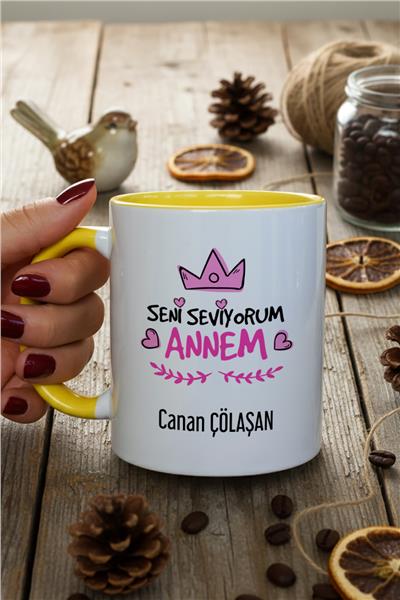 Seni Seviyorum Annem Kişiye Özel Kupa Bardak Standart