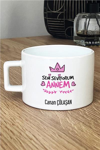 Seni Seviyorum Annem Kişiye Özel Lüks Fincan