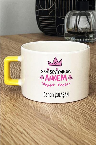 Seni Seviyorum Annem Kişiye Özel Lüks Fincan