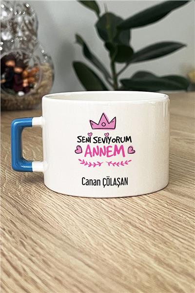 Seni Seviyorum Annem Kişiye Özel Lüks Fincan