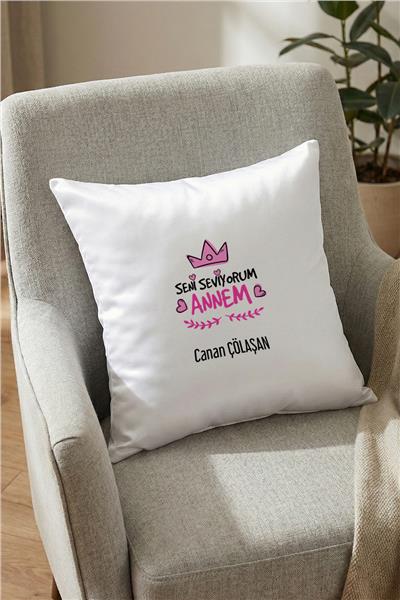 Seni Seviyorum Annem Kişiye Özel Yastık