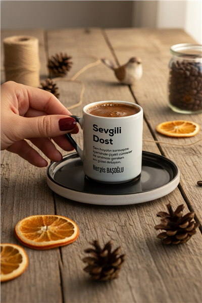 Sevgili Dost Kişiye Özel Türk Kahvesi Fincanı