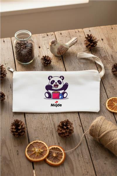 Sevimli Panda Hediye Kutusu - Anı Defteri, Fotoğraf 10 Adet, Bez Kalemlik, Baston Şeker, Onefis Sade Çikolata Parçalı Cookie 4 adet