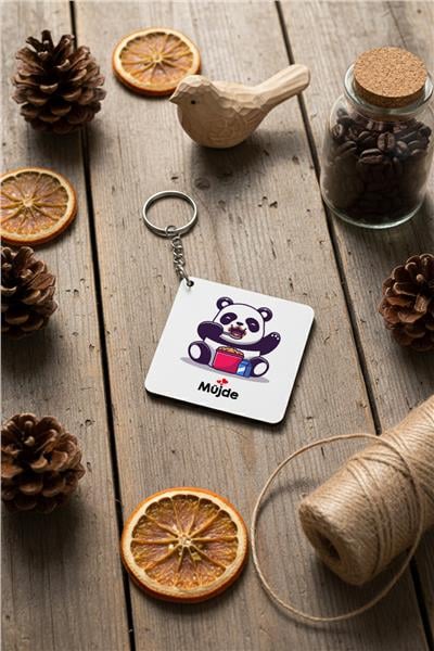 Sevimli Panda Kişiye Özel Anahtarlık