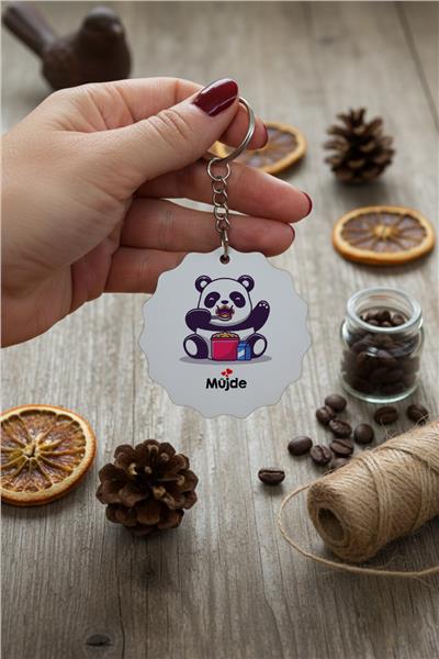 Sevimli Panda Kişiye Özel Anahtarlık