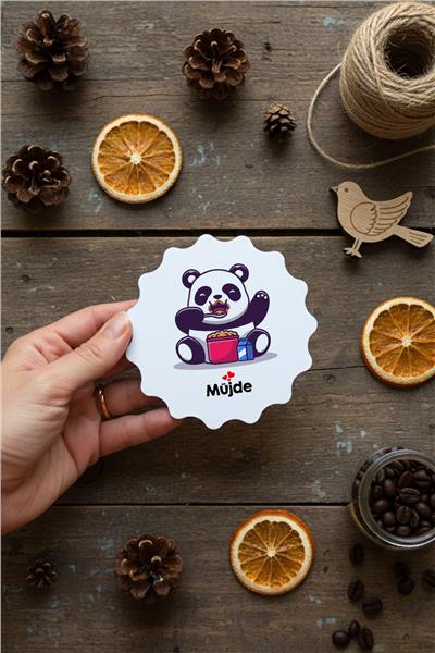 Sevimli Panda Kişiye Özel Bardak Altlığı