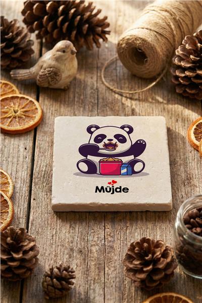 Sevimli Panda Kişiye Özel Bardak Altlığı