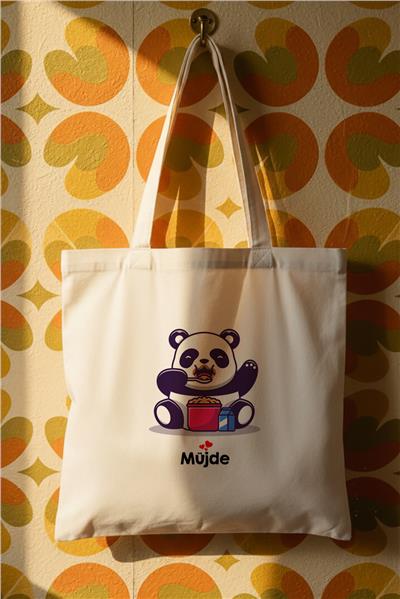 Sevimli Panda Kişiye Özel Bez Çanta