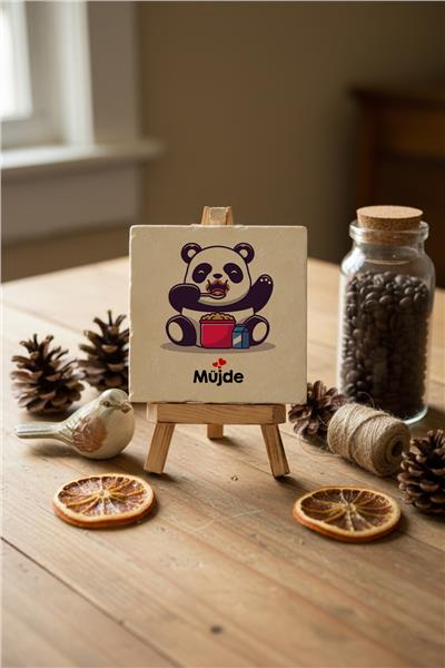 Sevimli Panda Kişiye Özel Dekoratif Taş İsimlik