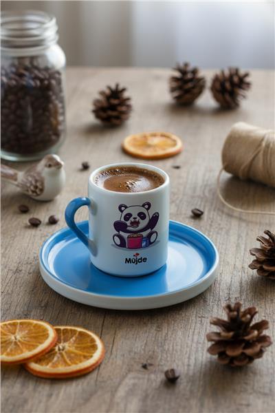 Sevimli Panda Kişiye Özel Türk Kahvesi Fincanı