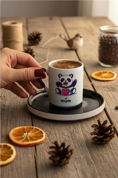 Sevimli Panda Kişiye Özel Türk Kahvesi Fincanı