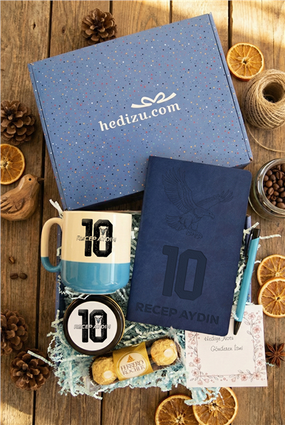 Siyah Beyaz Taraftar Hediye Kutusu - Kişiye Özel Pro Kupa, Defter, Mum, Çikolata Ferrero Rocher 3lü, Kalem