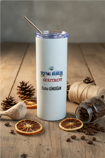Sosyal Bilgiler Öğretmeni Kişiye Özel Pipetli Çelik Termos