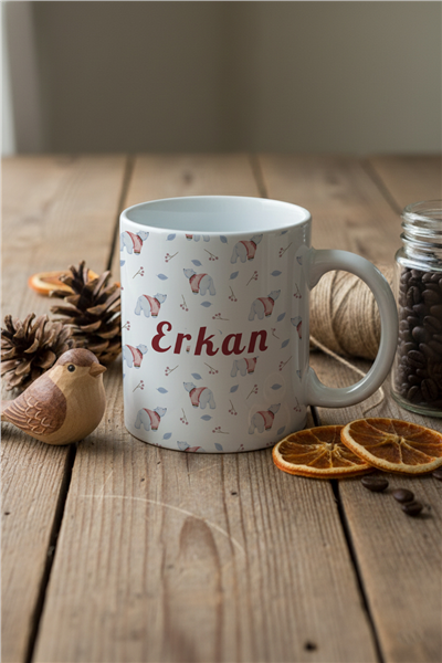 Tatlı Ayıcık Desenli Kişiye Özel Kupa Bardak Standart