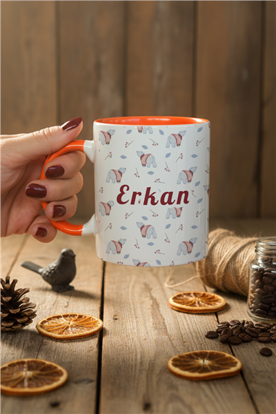 Tatlı Ayıcık Desenli Kişiye Özel Kupa Bardak Standart