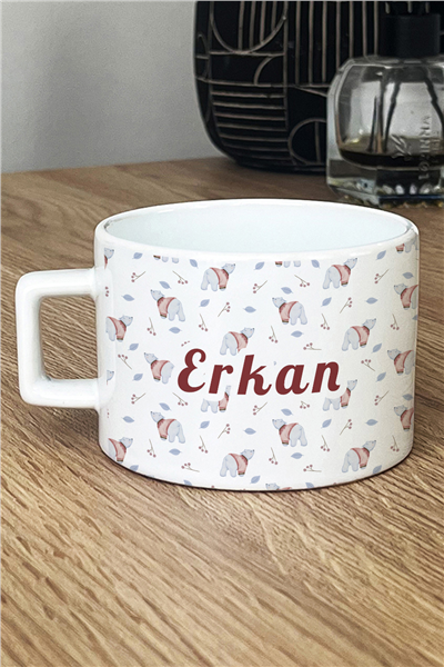 Tatlı Ayıcık Desenli Kişiye Özel Lüks Fincan