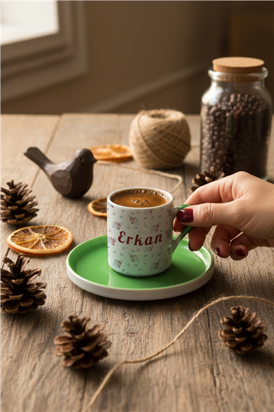 Tatlı Ayıcık Desenli Kişiye Özel Türk Kahvesi Fincanı