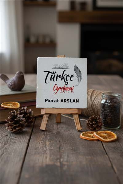 Türkçe Öğretmeni Kişiye Özel Dekoratif Taş İsimlik