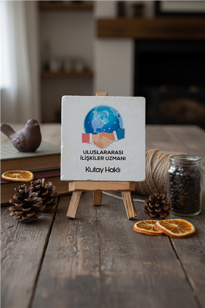 Uluslararası İlişkiler Uzmanı Kişiye Özel Dekoratif Taş İsimlik