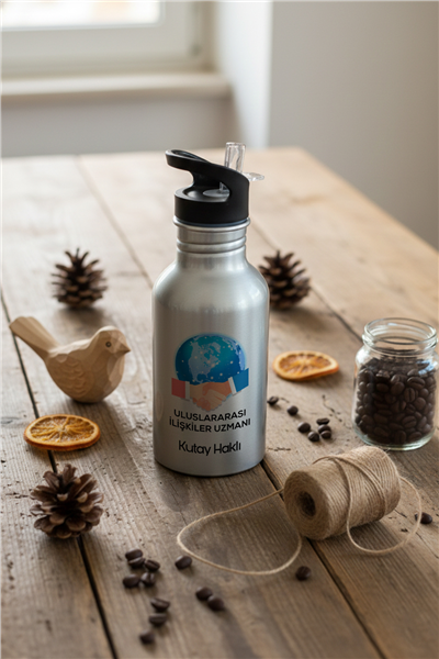 Uluslararası İlişkiler Uzmanı Kişiye Özel Pipetli Matara