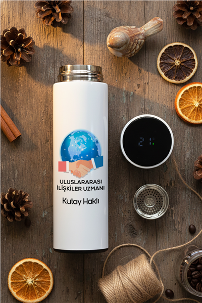 Uluslararası İlişkiler Uzmanı Kişiye Özel Filtreli Dijital Göstergeli Termos