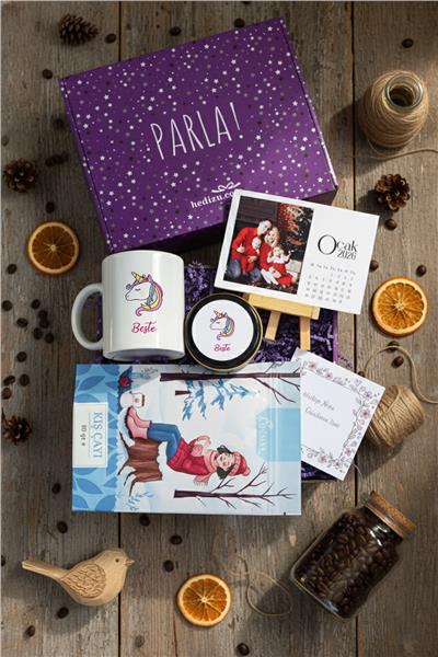 Unicorn Hediye Kutusu - Kişiye Özel Kupa Standart, Bitki Çayı, Takvim, Mum