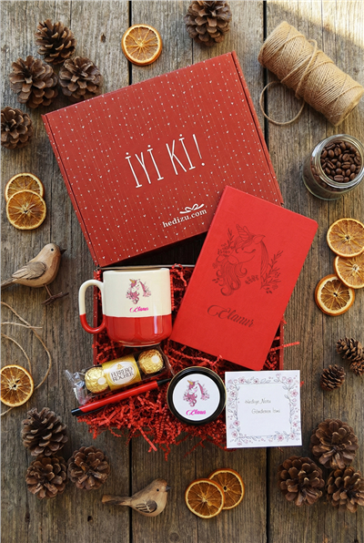 Unicorn Hediye Kutusu - Kişiye Özel Pro Kupa, Defter, Mum, Çikolata Ferrero Rocher 3lü, Kalem